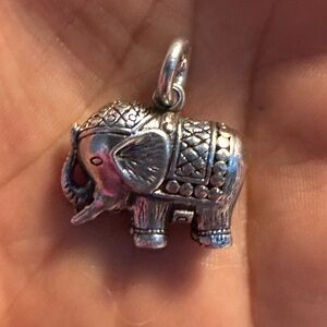 Silver 925 & 14K Elephant Charm Pendant